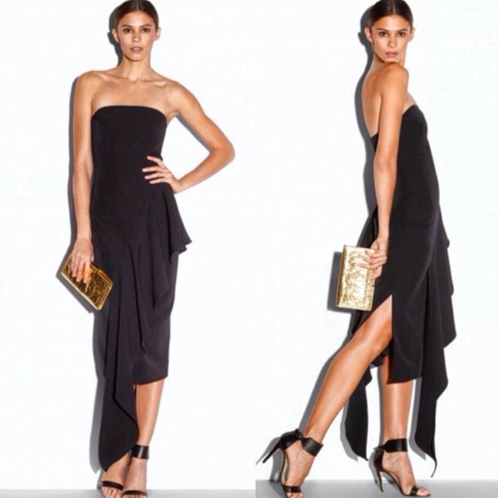 Milly Black Strapless Midi Dress